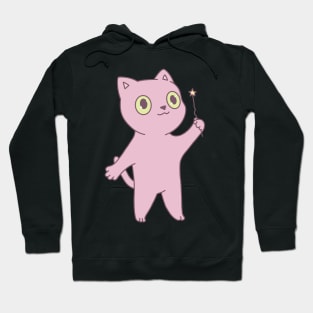 Cute pink cat illustration magic wand Hoodie